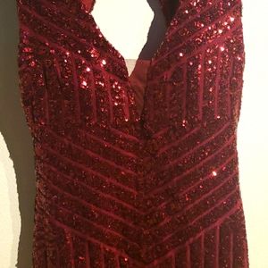 Red wine sequin   mini  if you  are tall  I'm  5,2 and  is  slightly  longer
